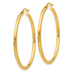 14K Polished 2.5mm Tube Hoop Earrings