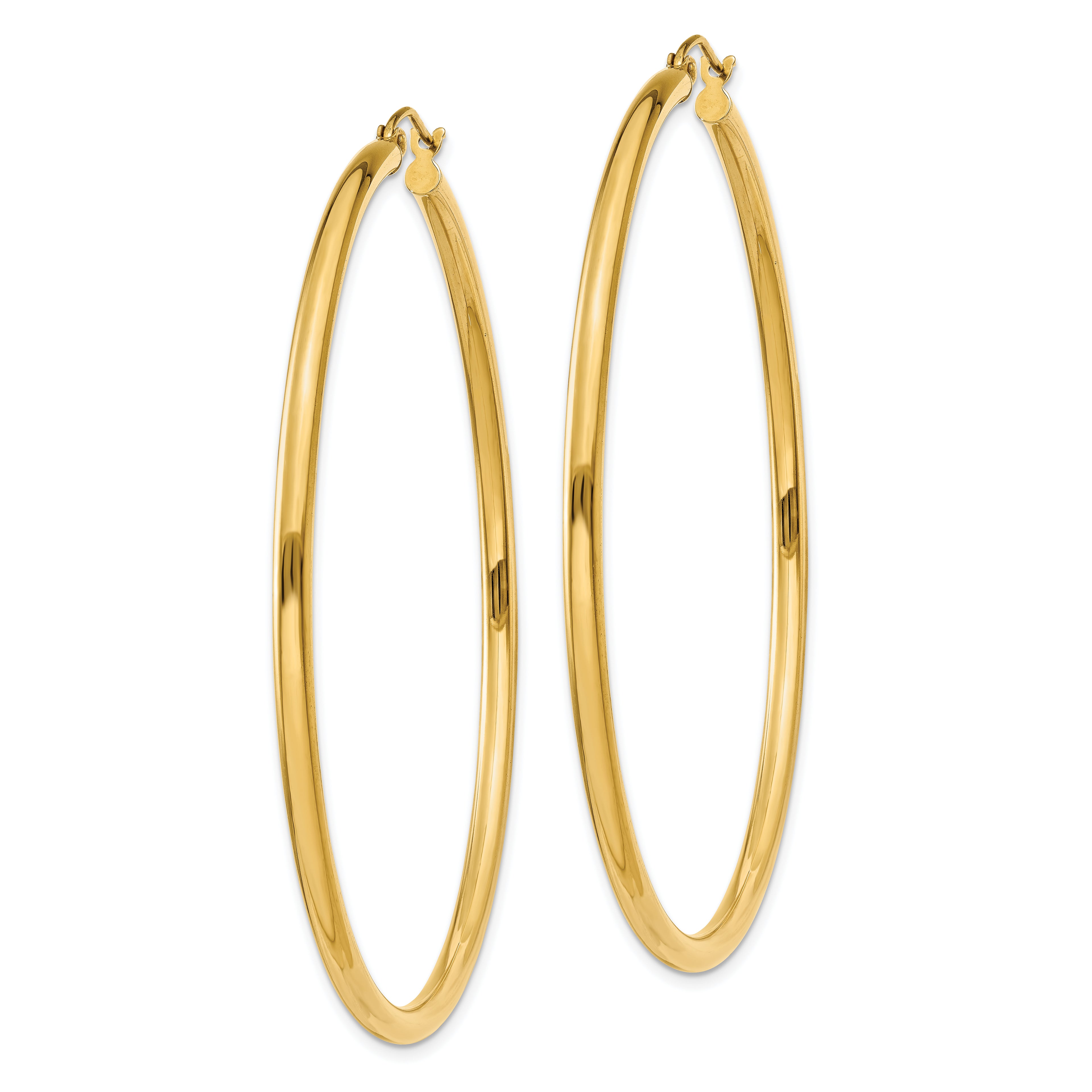 14K Polished 2.5mm Tube Hoop Earrings