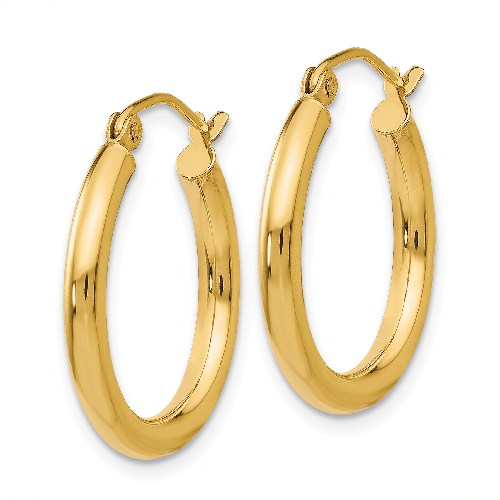 14K Polished 2.5mm Lightweight Tube Hoop Earrings Secondary image