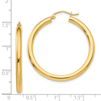 14K Polished 3mm Lightweight Tube Hoop Earrings