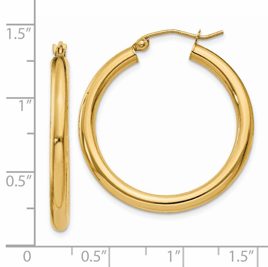 Polished Tube Hoop Earrings in 14K Yellow Gold