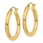 14k Polished 3mm Tube Hoop Earrings