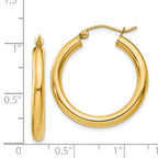 14k Polished 3mm Tube Hoop Earrings