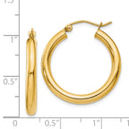 14k Polished 3mm Lightweight Tube Hoop Earrings