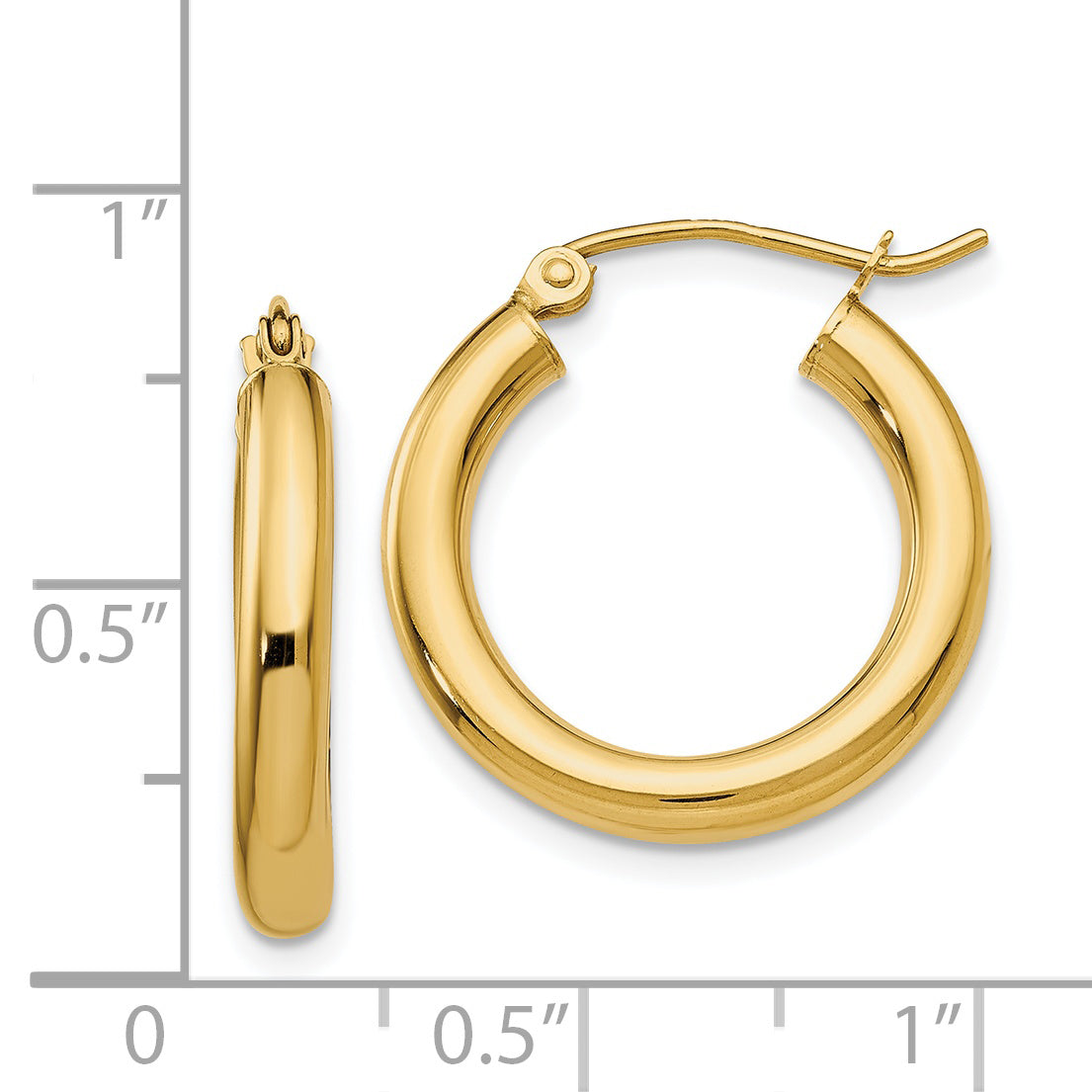 Polished Tube Hoop Earrings in 14K Yellow Gold