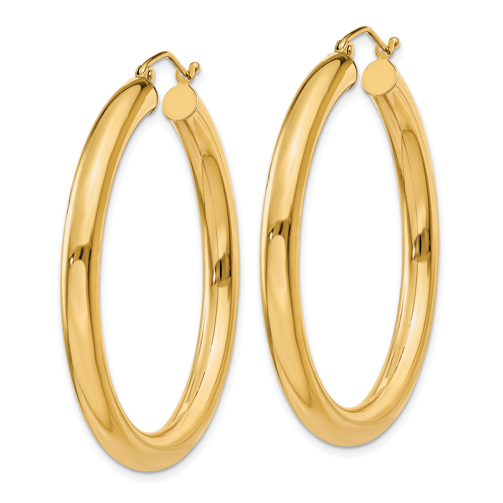 14K Polished 4mm Lightweight Tube Hoop Earrings