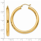 14K Polished 4mm Lightweight Tube Hoop Earrings