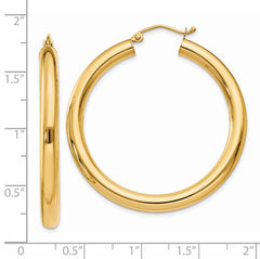 14K Polished 4mm Lightweight Tube Hoop Earrings