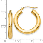 14k Polished 4mm Tube Hoop Earrings