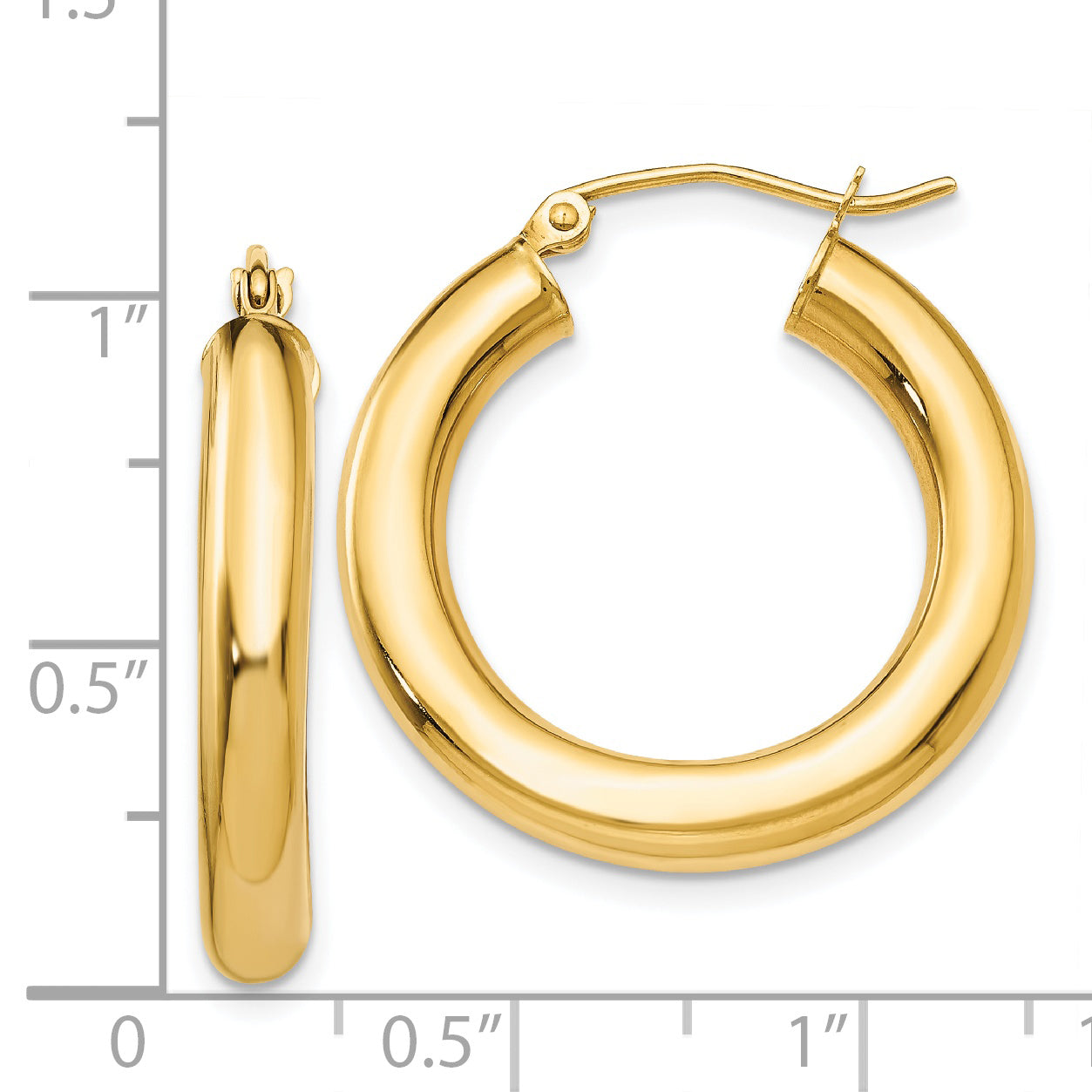 14k Polished 4mm Lightweight Tube Hoop Earrings