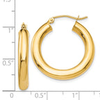 14k Polished 4mm Lightweight Tube Hoop Earrings