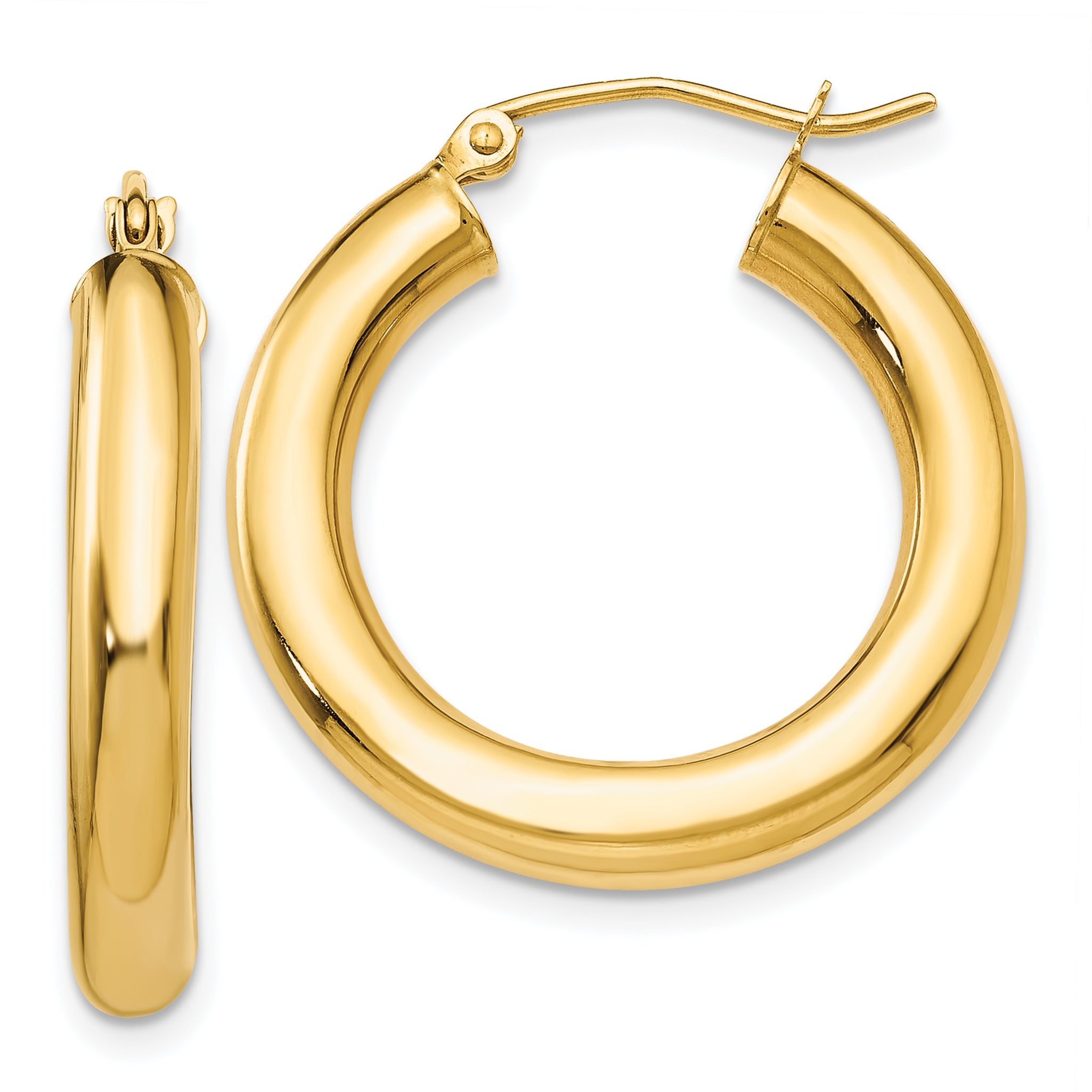 14k Polished 4mm Lightweight Tube Hoop Earrings Main image