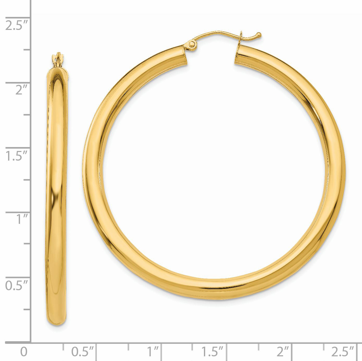 14K Polished 4mm Lightweight Tube Hoop Earrings