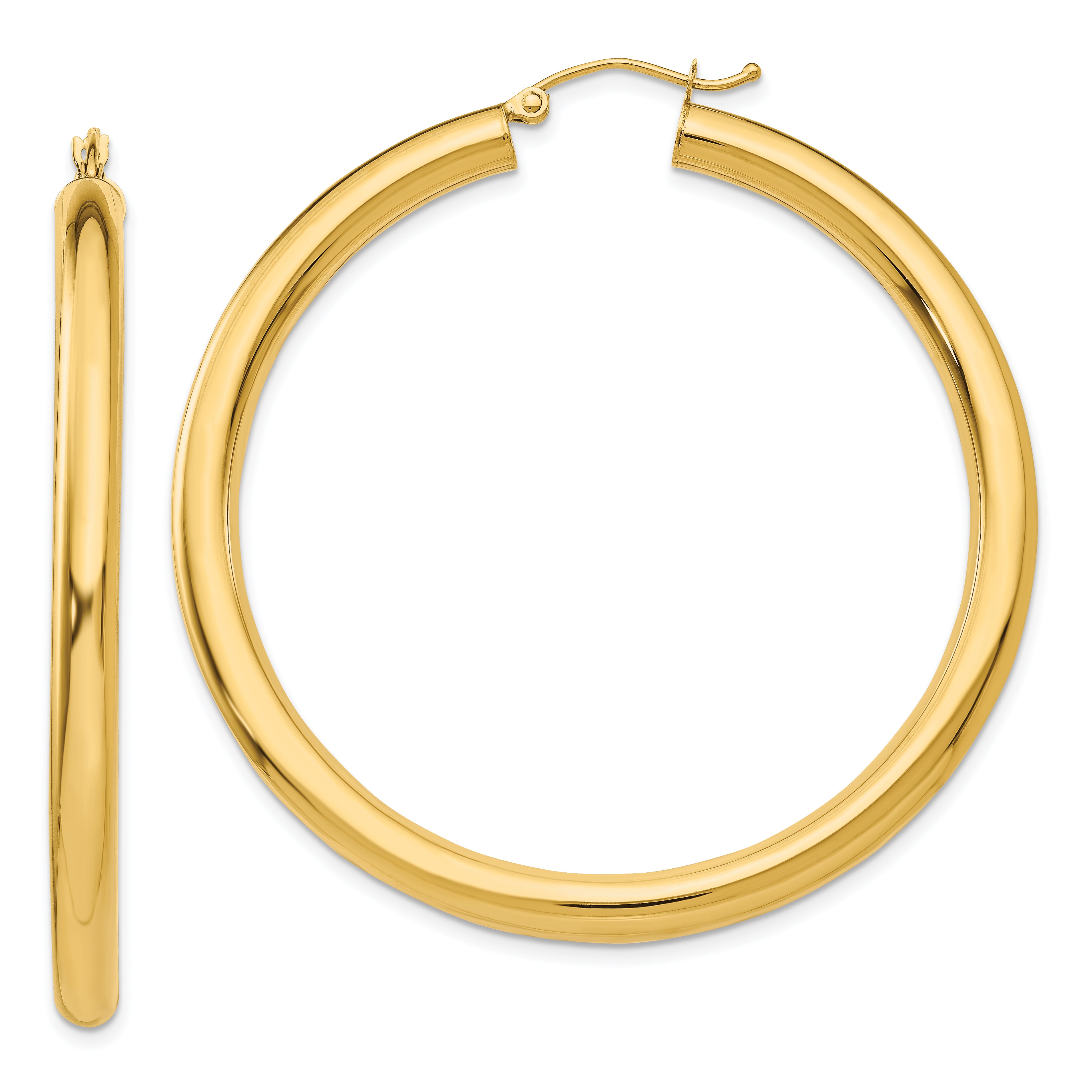 14K Polished 4mm Tube Hoop Earrings