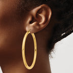 14K Polished 4mm Tube Hoop Earrings