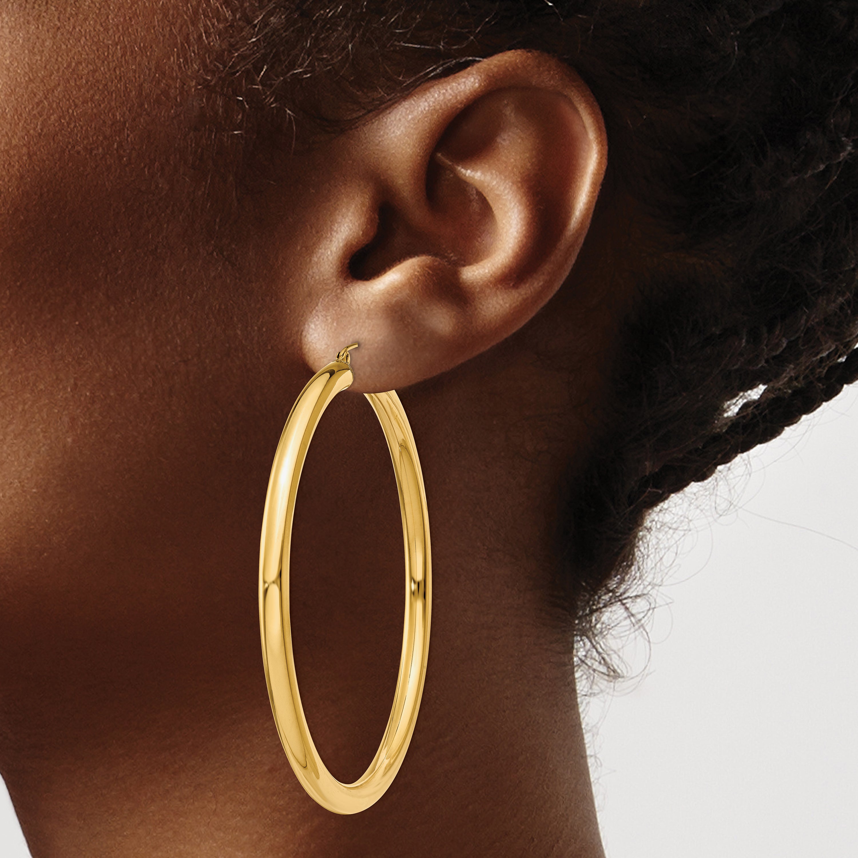 14K Polished 4mm Tube Hoop Earrings