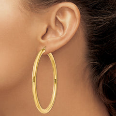 14K Polished 4mm Tube Hoop Earrings