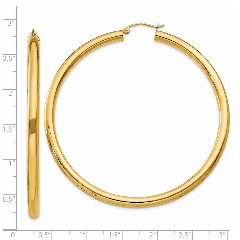14K Polished 4mm Tube Hoop Earrings