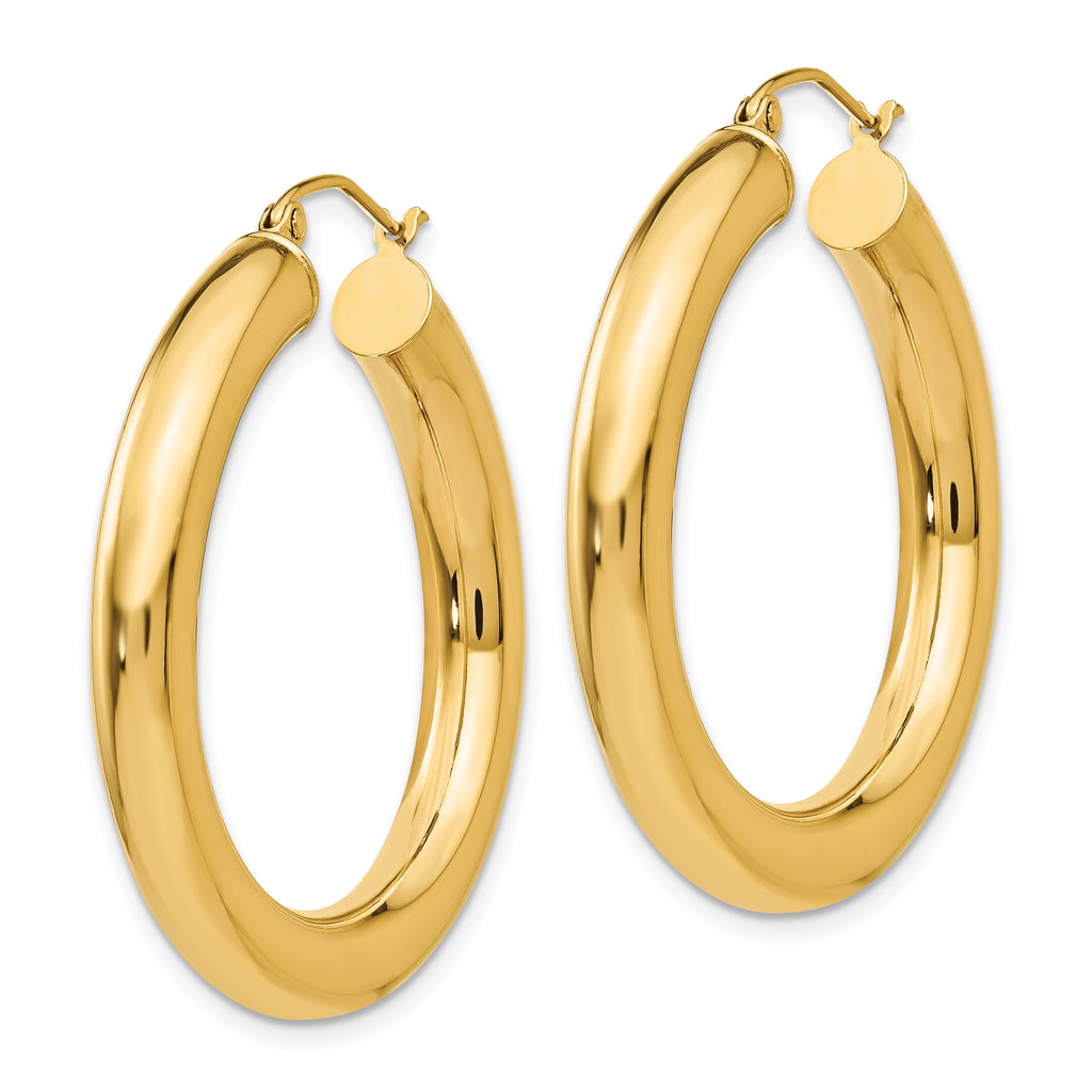 14k Yellow Gold Polished 5mm Lightweight Hoop Earrings
