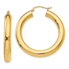 14k Yellow Gold Polished 5mm Lightweight Hoop Earrings