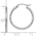 10K White Gold Polished Hinged Hoop Earrings