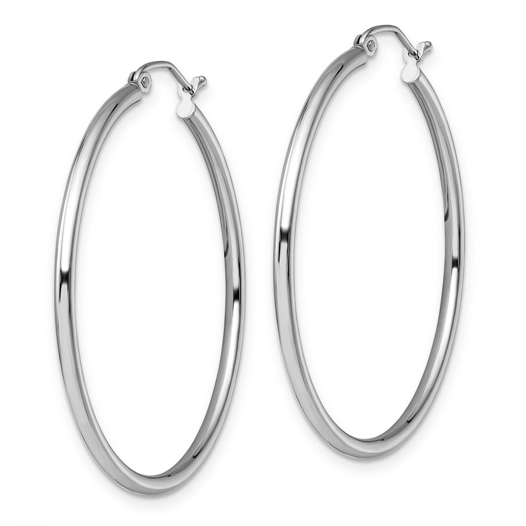 10K White Gold Polished Hinged Hoop Earrings