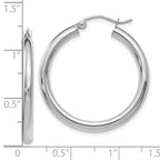 10K White Gold Polished Hinged Hoop Earrings