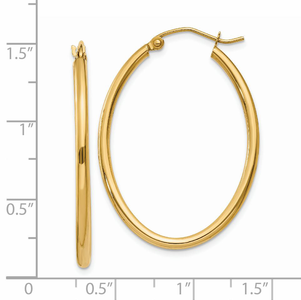 14k Oval Polished Hoop Earring