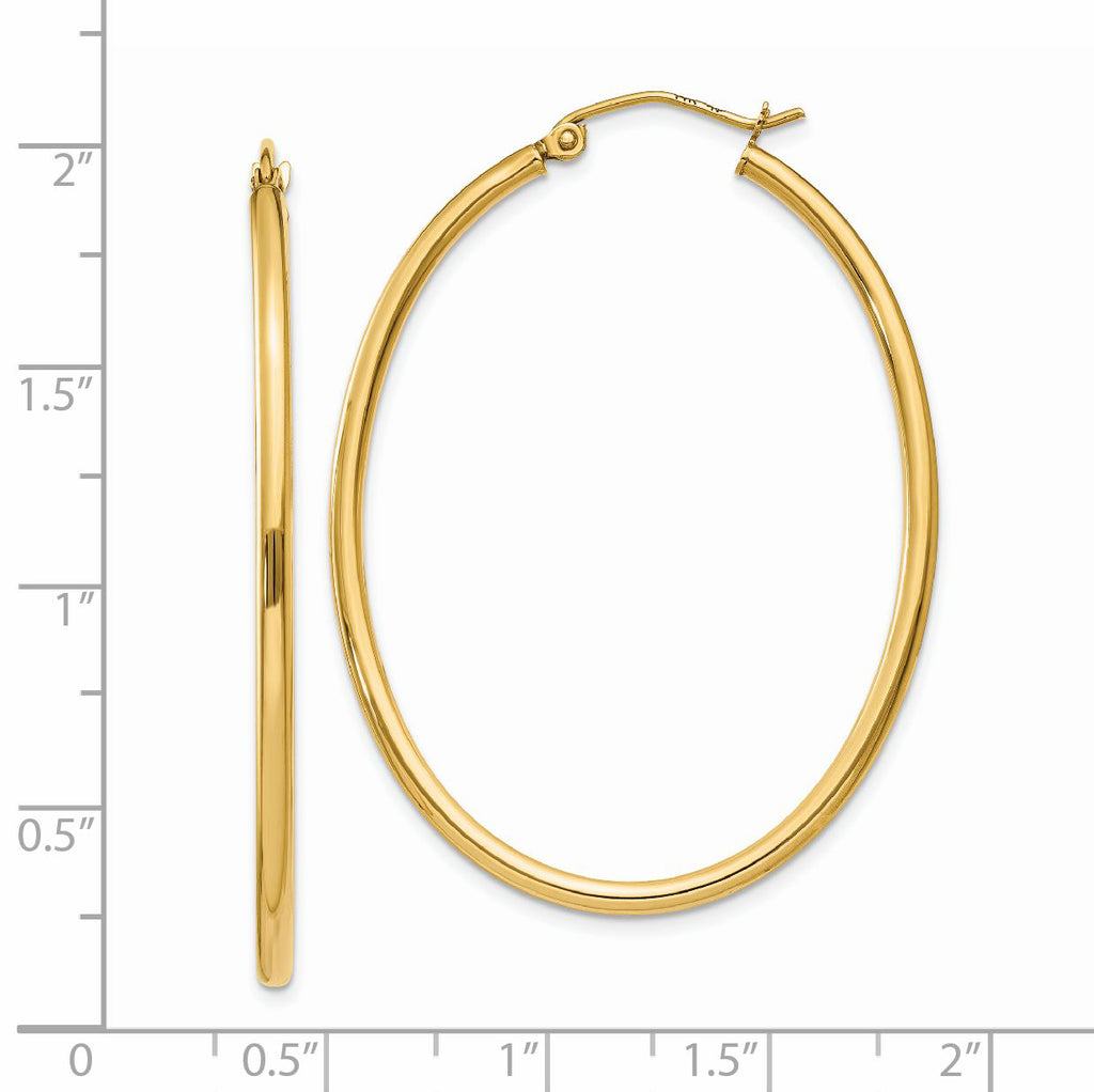 14k Oval Polished Hoop Earring