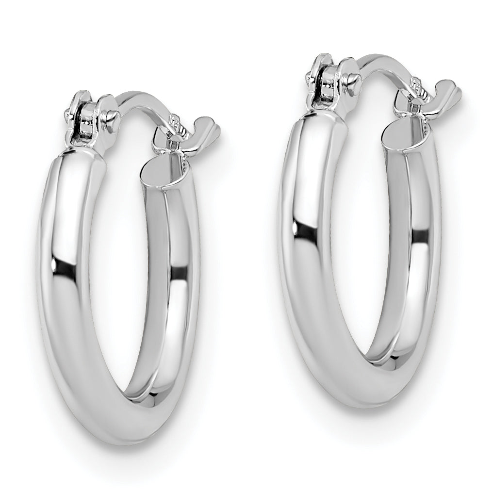 10K White Gold Polished Hinged Hoop Earrings Secondary image