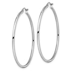 10K White Gold Polished Hinged Hoop Earrings