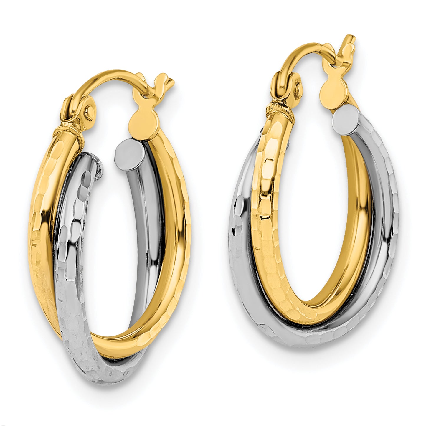 10K Two-tone D/C Hinged Hoop Earrings Secondary image