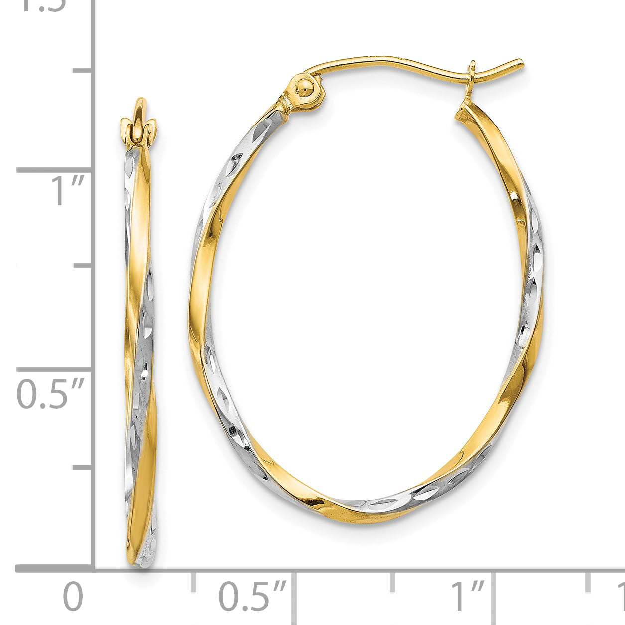 Oval Hinged Hoop Earrings in 10K Yellow Gold