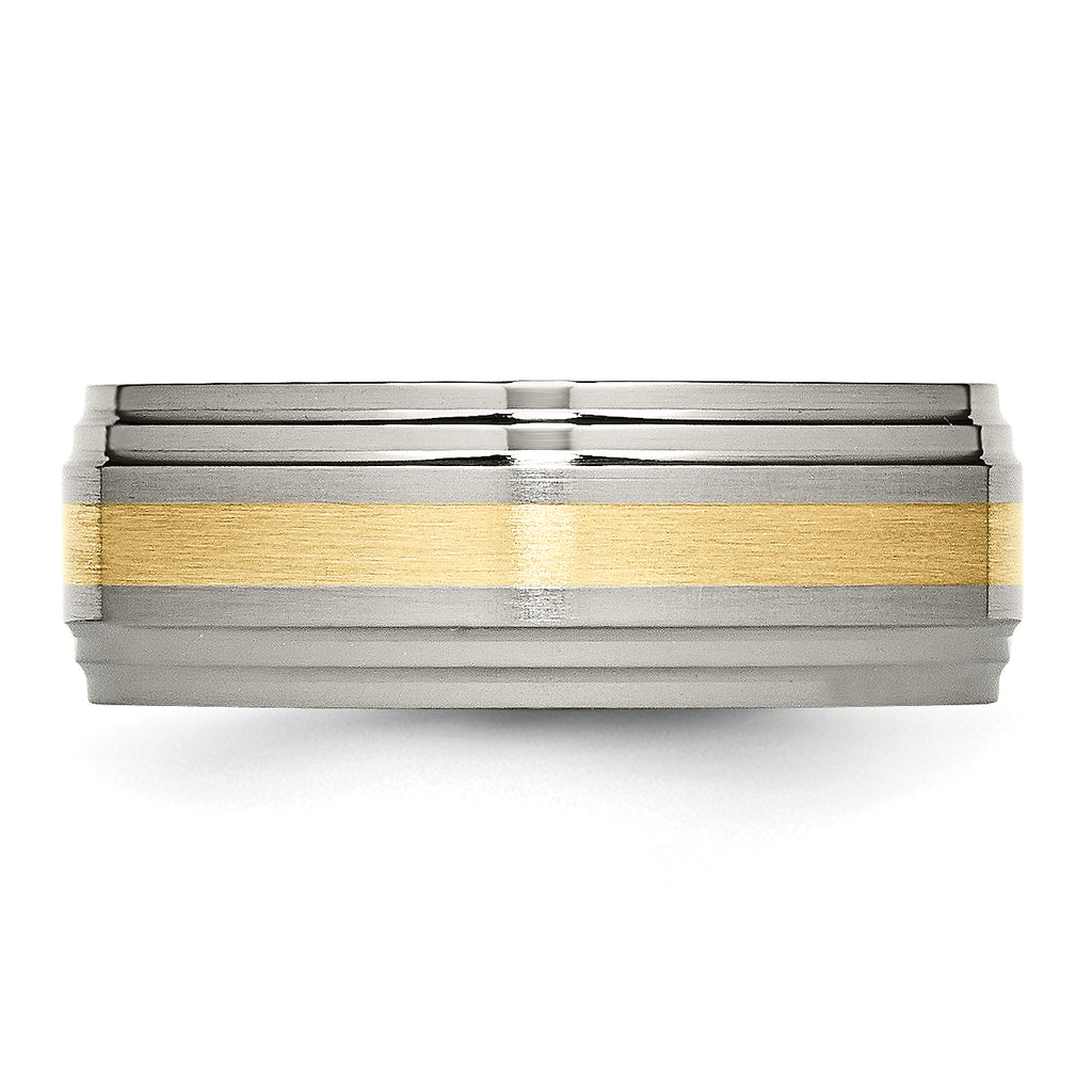 Inlay Wedding Band in Titanium & 14K Gold, 8mm