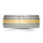 Inlay Wedding Band in Titanium & 14K Gold, 8mm