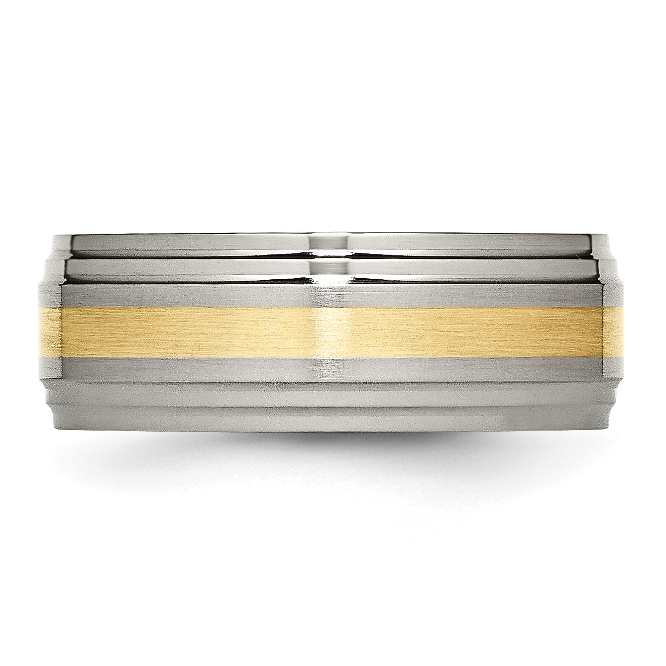 Inlay Wedding Band in Titanium & 14K Gold, 8mm