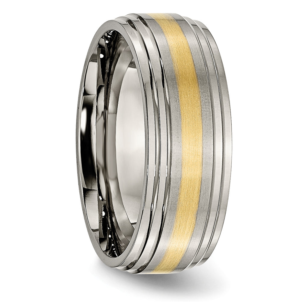 Inlay Wedding Band in Titanium & 14K Gold, 8mm