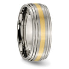 Inlay Wedding Band in Titanium & 14K Gold, 8mm