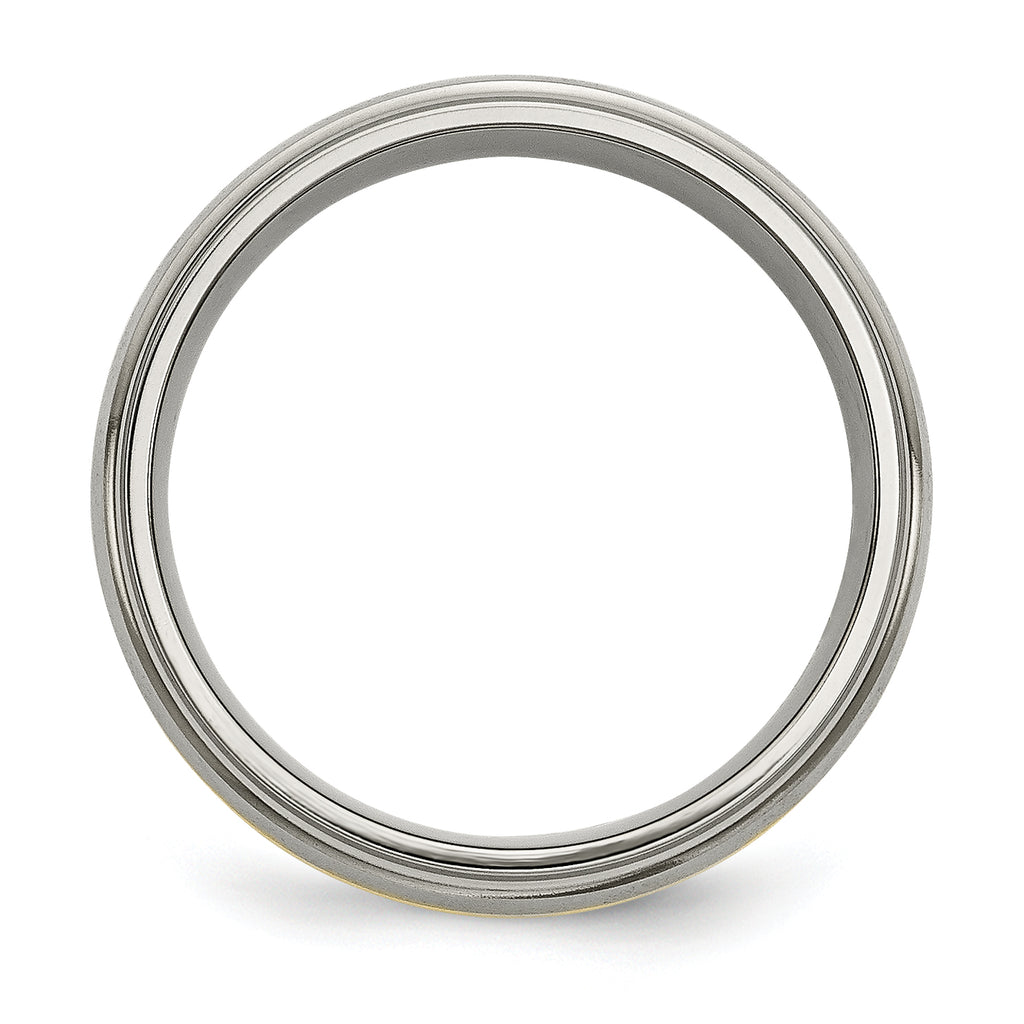 Inlay Wedding Band in Titanium & 14K Gold, 8mm