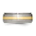 Inlay Wedding Band in Titanium & 14K Gold, 8mm