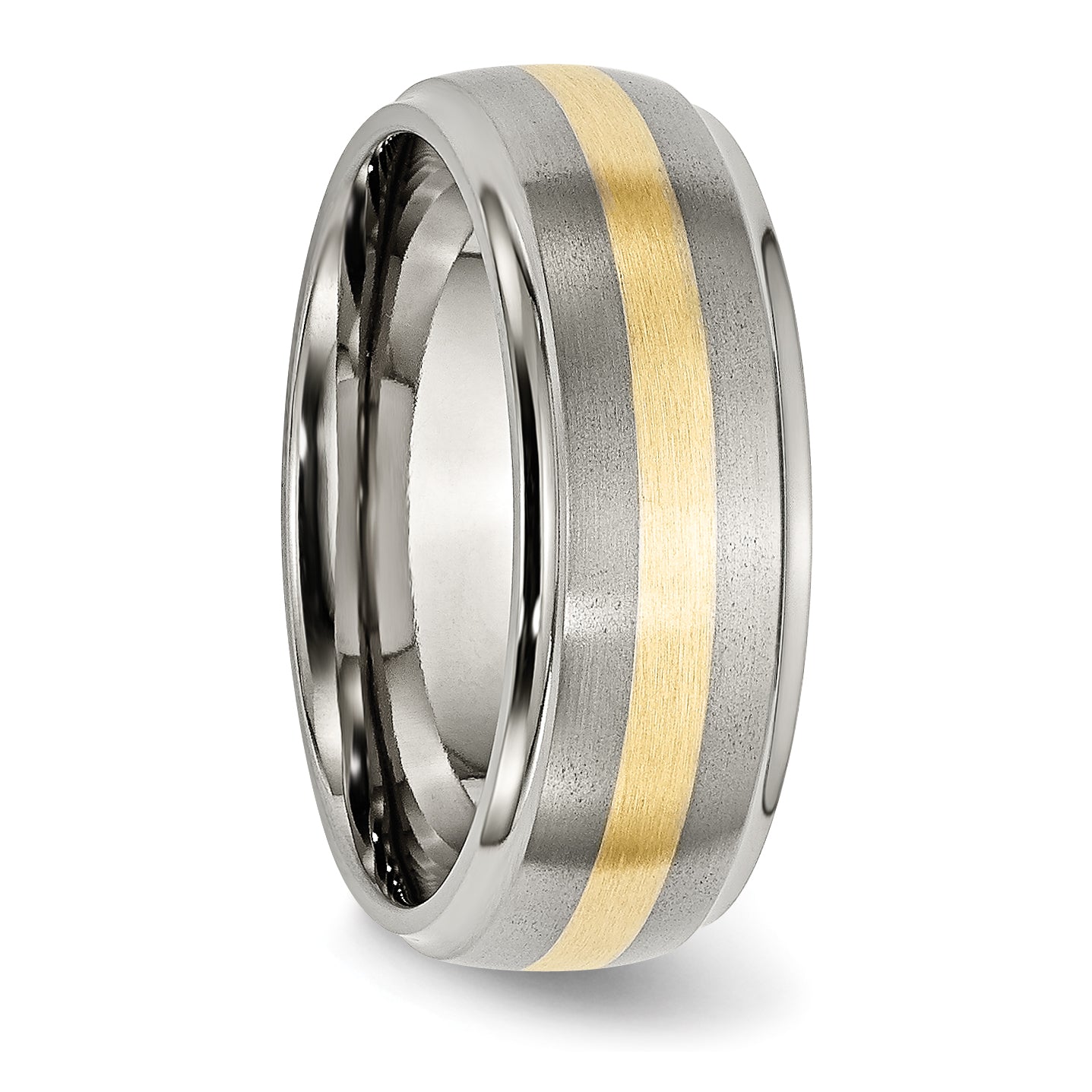 Inlay Wedding Band in Titanium & 14K Gold, 8mm