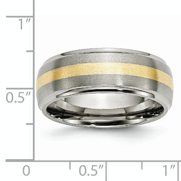 Inlay Wedding Band in Titanium & 14K Gold, 8mm