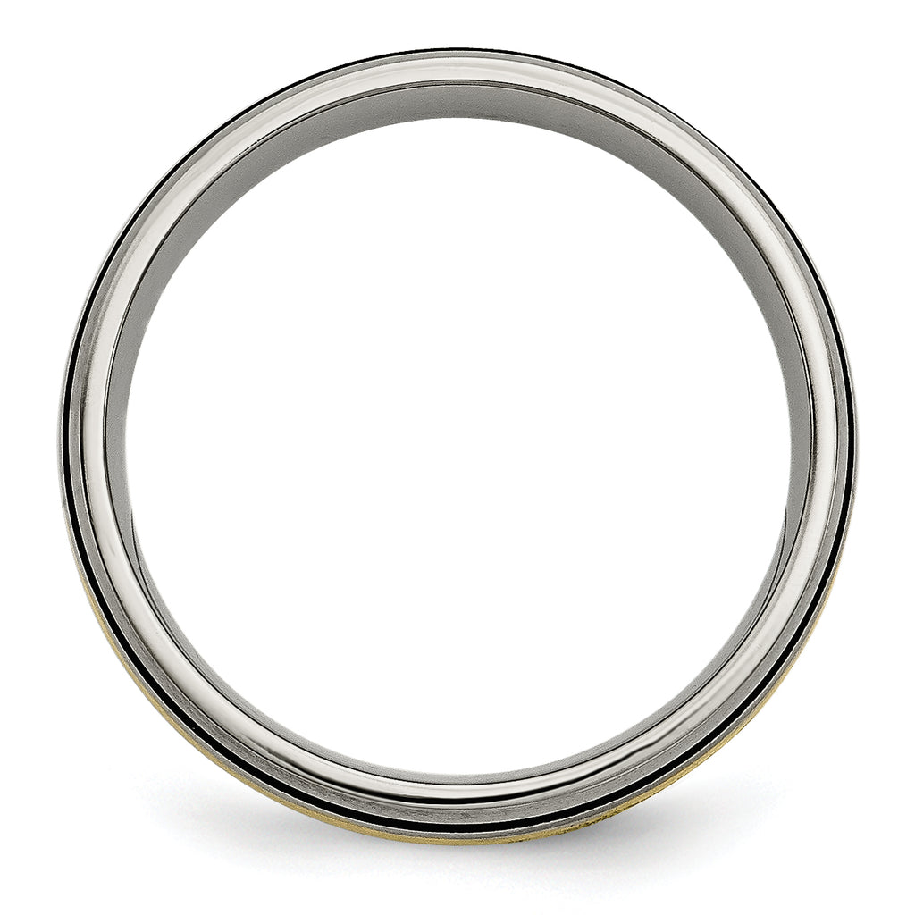 Grooved Inlay Wedding Band in Titanium & 14K Gold, 6mm