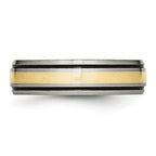 Grooved Inlay Wedding Band in Titanium & 14K Gold, 6mm