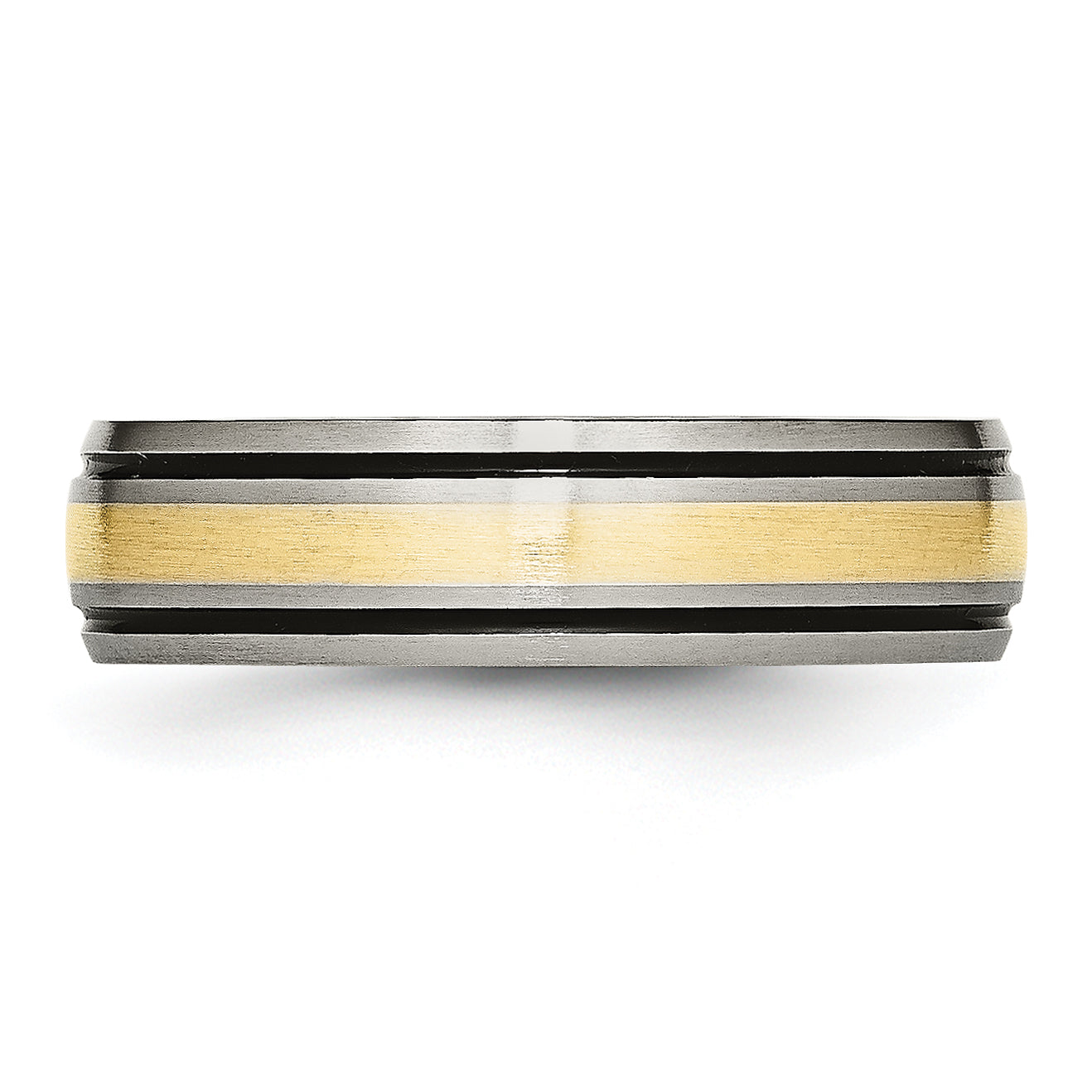 Grooved Inlay Wedding Band in Titanium & 14K Gold, 6mm