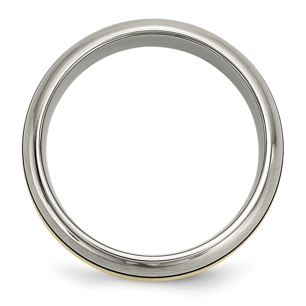Grooved Inlay Wedding Band in Titanium & 14K Gold, 8mm