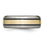 Grooved Inlay Wedding Band in Titanium & 14K Gold, 8mm