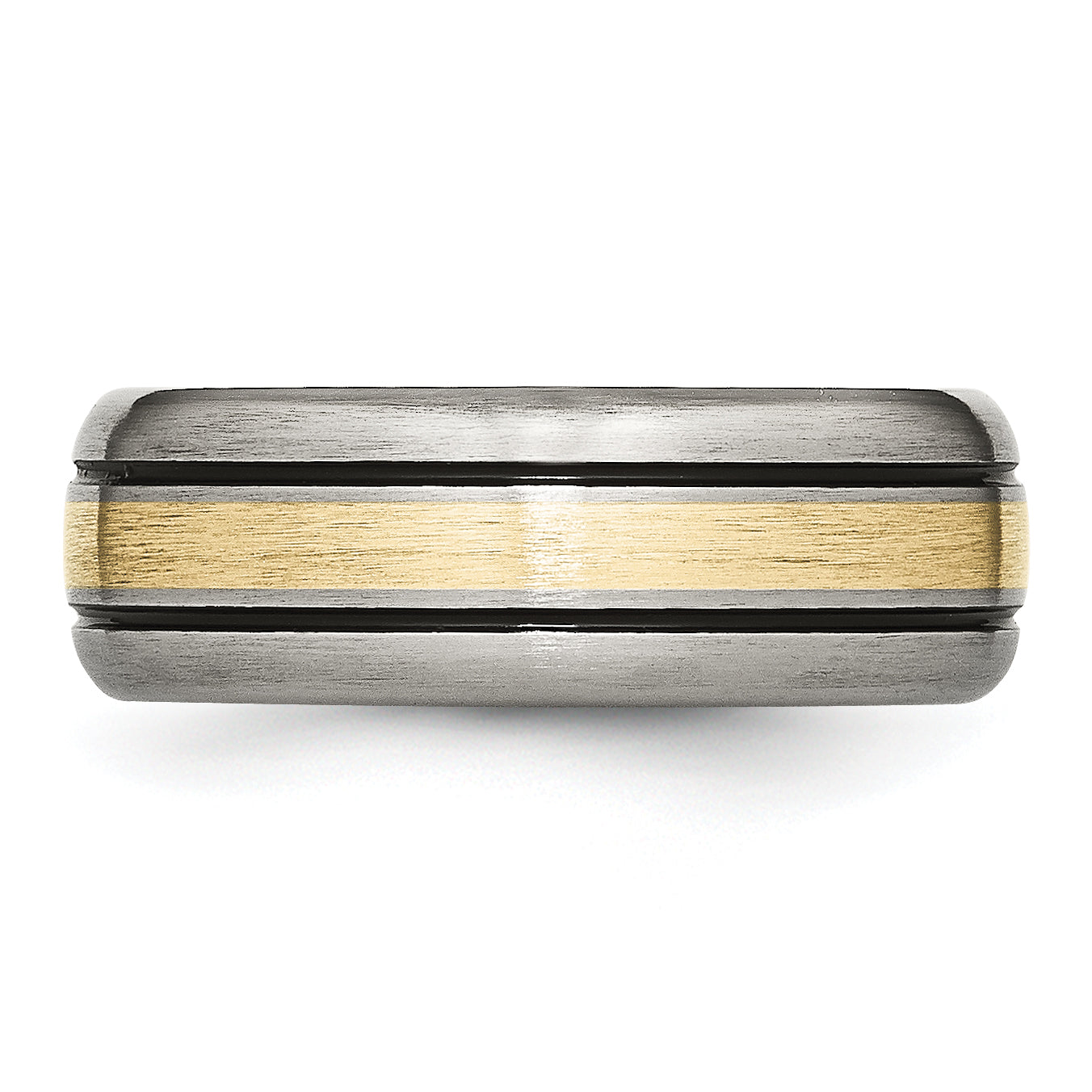 Grooved Inlay Wedding Band in Titanium & 14K Gold, 8mm