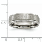 Titanium Polished Unisex Ridged Edge Wedding Band Engravable 6mm