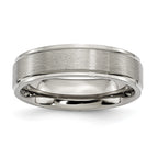 Titanium Brushed Center 6mm Ridged Edge Band